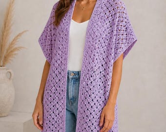 Interlocking Mini Shell Rectangle Cardigan Crochet Pattern (PDF), Textured Sweater DIY