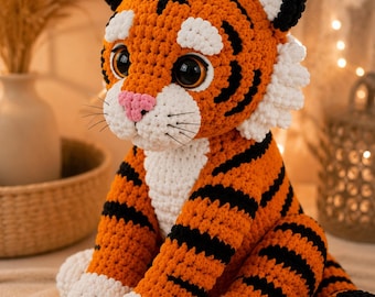 Tiger Cub Amigurumi Crochet Pattern, Baby Animal Plush Toy DIY (PDF Download)