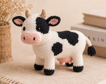 Cow Crochet Pattern Amigurumi, Farm Animal Plush Toy DIY (PDF Download)