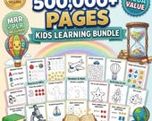 500,000+ Kids Learning Bundle: Coloring Pages, Worksheets, Activities | PLR MRR Commercial Rights, Digital Download Printable Gift