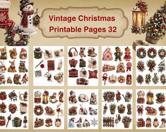 300+ Vintage Christmas Junk Journal Printables, Christmas Ephemera, Memory Journal Decoration, Christmas Stickers, Digital Download