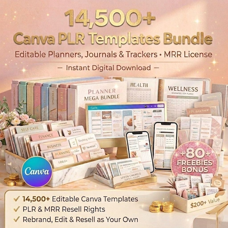 14500+ Canva PLR Templates Mega Bundle | Editable Planner, Journal ...