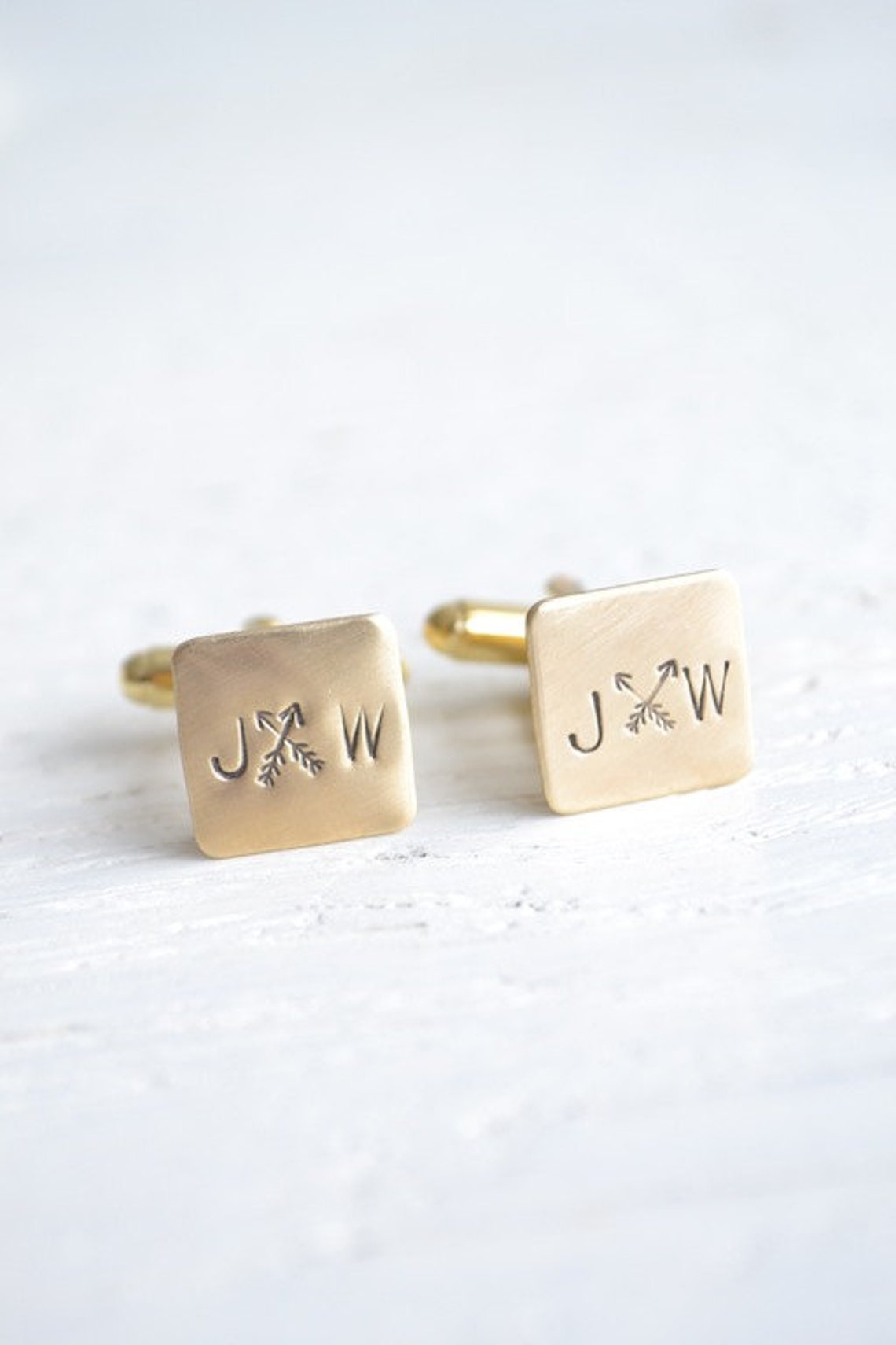 Arrow stamped cufflinks personalized mens bohemian image 1