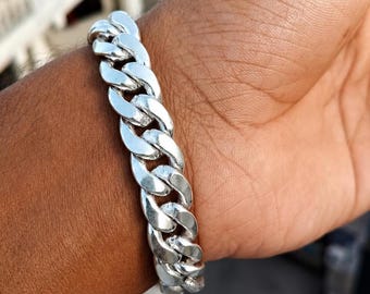 Massieve 925 sterlingzilveren Cubaanse schakelarmband, zware kinketting, uniseks statement-polsbandje