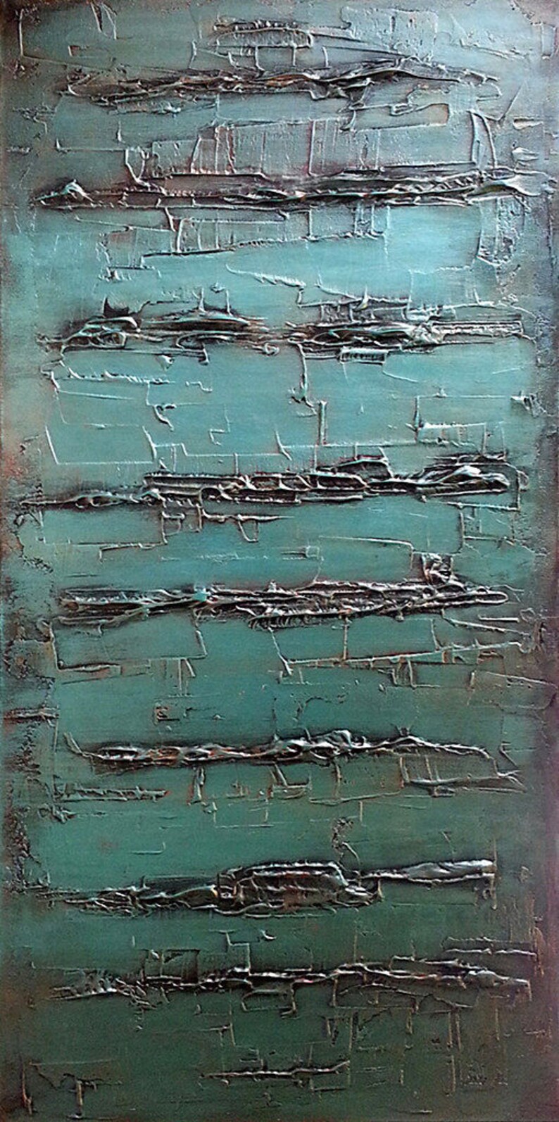 Large Abstract Painting on Canvas Teal Painting Teal Home Decor