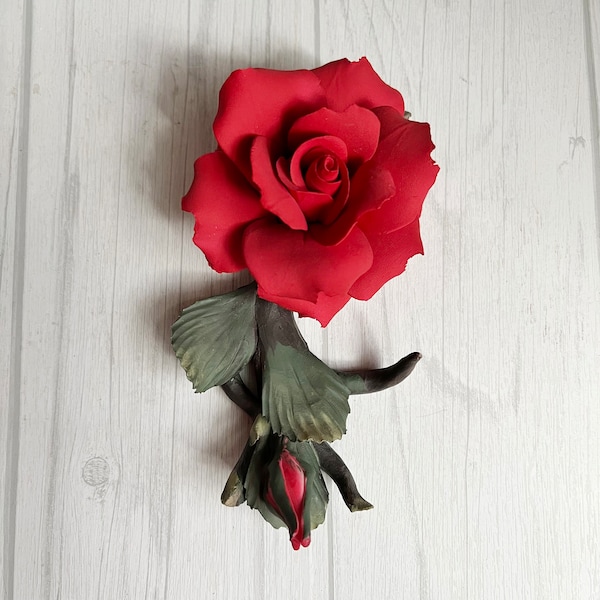 Capodimonte Porcelain Red Rose