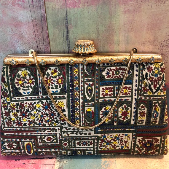 Vintage Tapestry After Five Purse Handbag With Co… - image 3