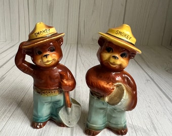 Smokey the Bear Salt and Pepper Shakers