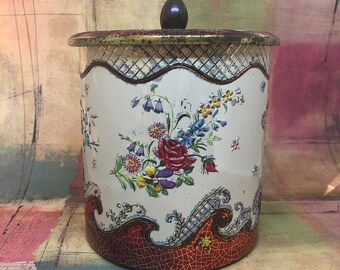 Vintage Flower Tea Biscuit Cookie Candy Tin