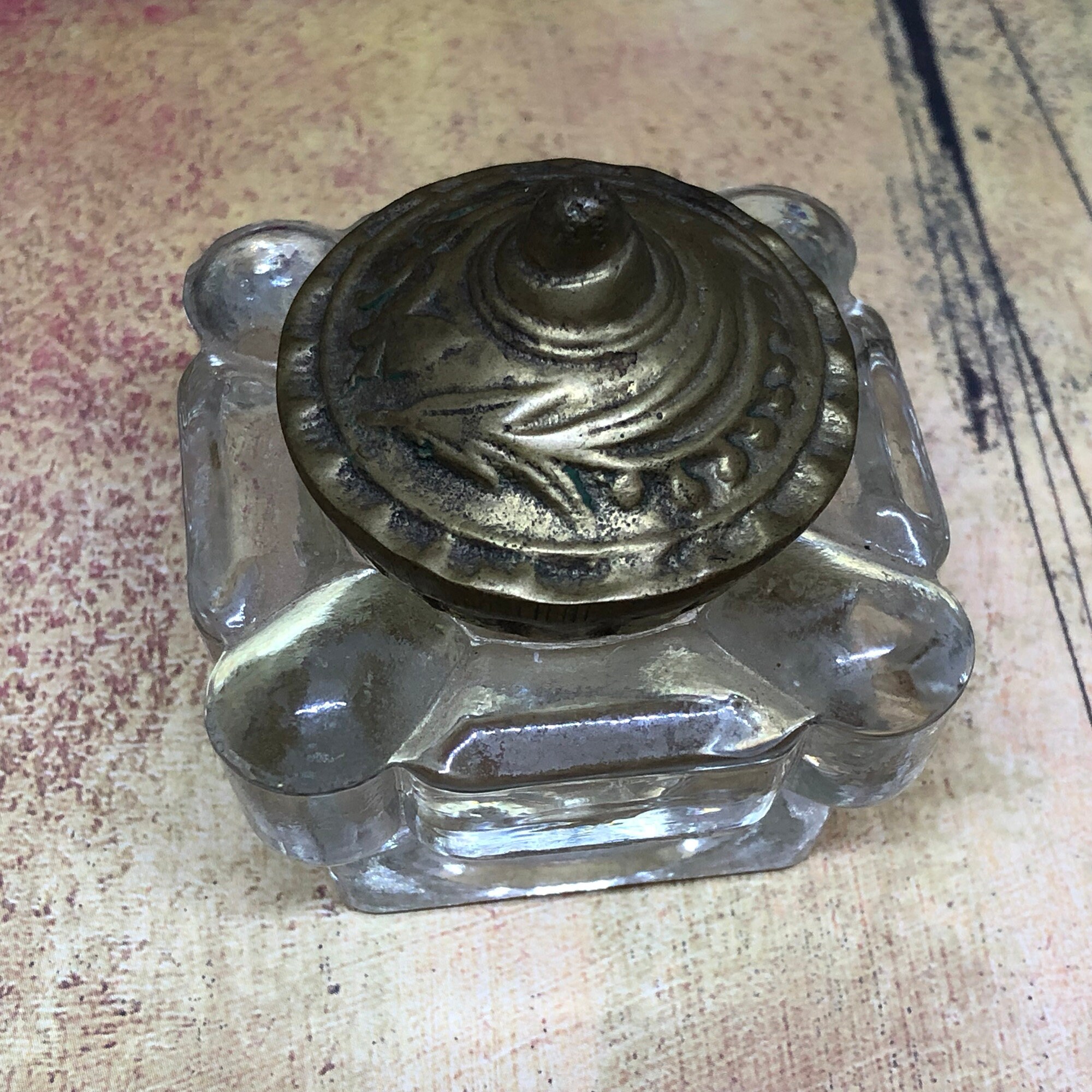 Art Nouveau Style Brass Inkwell / Vintage Ornate Brass Glass - Etsy