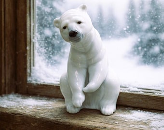 Vintage Lladro Polar Bear Figurine Porcelain Arctic Animal