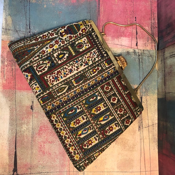 Vintage Tapestry After Five Purse Handbag With Co… - image 2