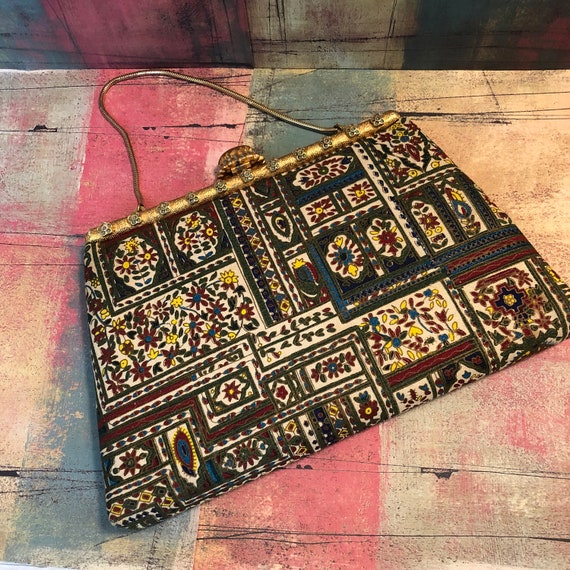 Vintage Tapestry After Five Purse Handbag With Co… - image 1