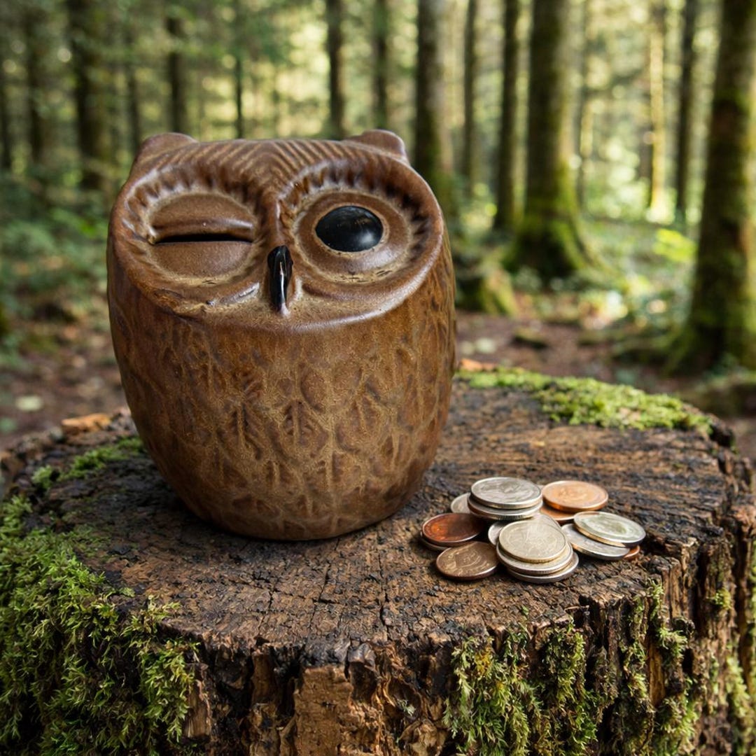 Vintage 1970s Winking Owl Bank Ceramic Coin Bank Woodland Decor With ...
