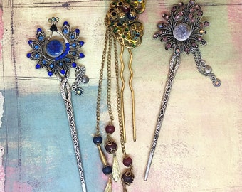 Vintage Hair Pins Sticks Trio