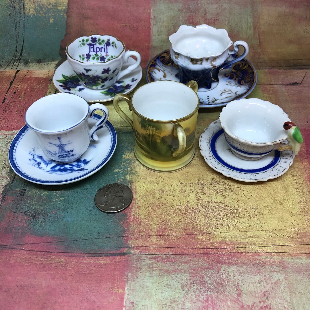 Mismatched Mini Tea Cups and Saucers Vintage Teacups Job Lot Etsy