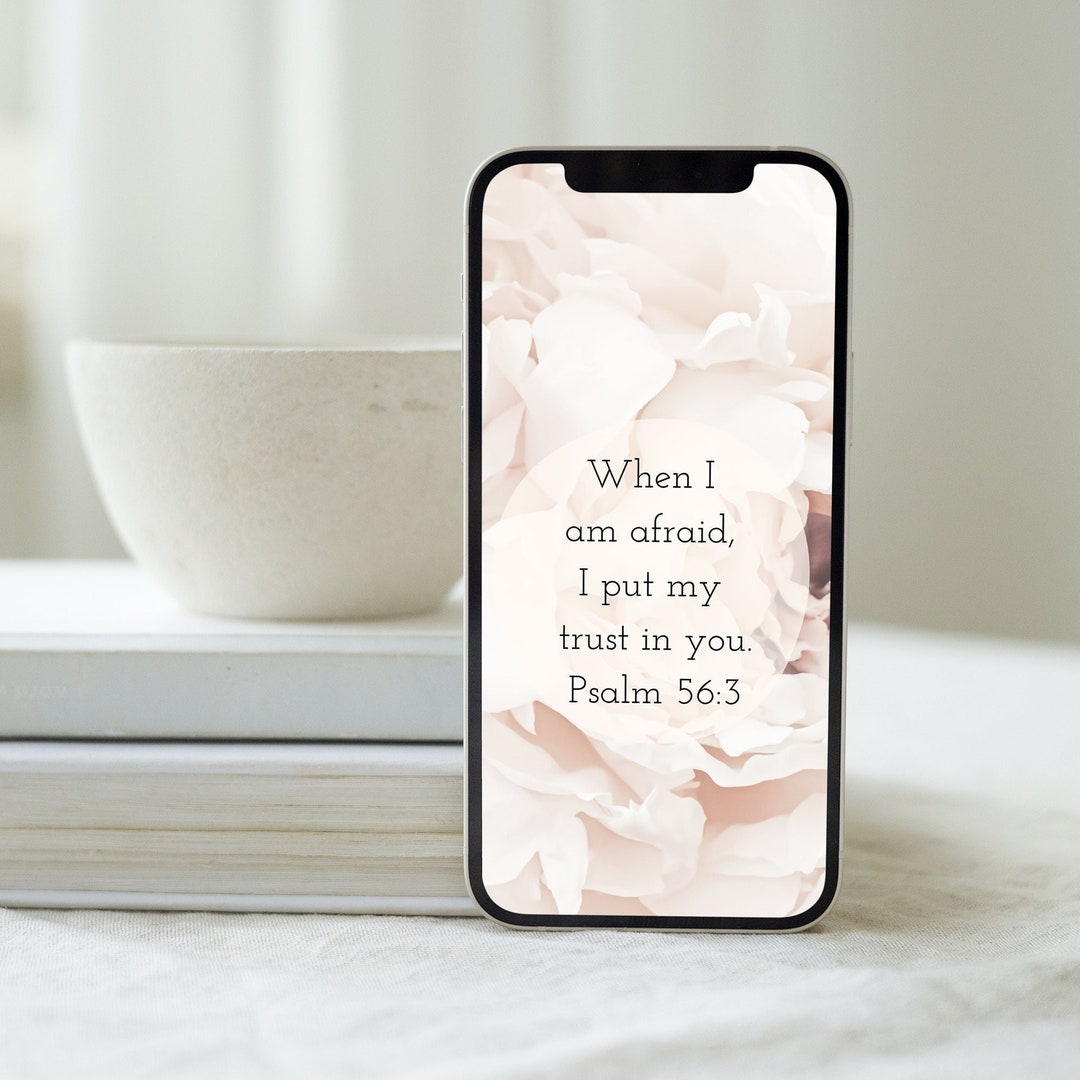 Christian Digital Phone Wallpaper of Psalm 563 Digital Download Rose — free download