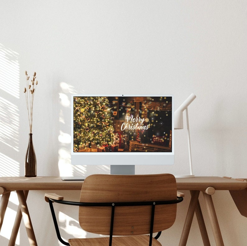 Warm Merry Christmas Aesthetic Desktop Wallpaper Instant Digital