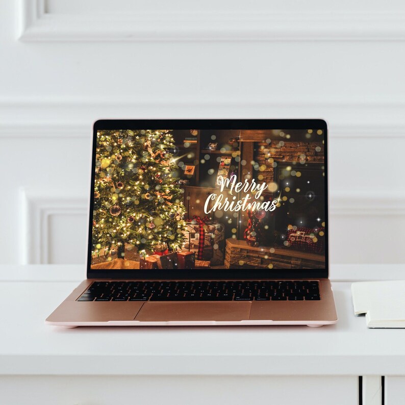 Warm Merry Christmas Aesthetic Desktop Wallpaper Instant Digital