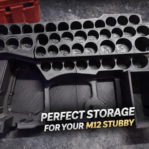 Milwaukee Packout M12 3/8 Stubby Schlageinsatz mit Sockel Organizer | Benutzerdefinierte Werkzeugablage