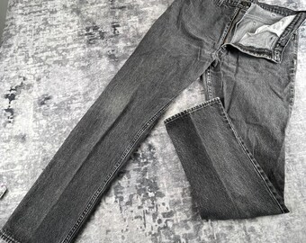 Vtg JC Penney Mens 38x34 Jeans 90s Straight Black Denim Made in USA Retro Whiske