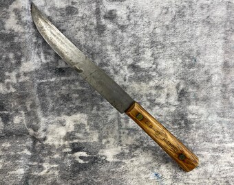 Vintage Old Hickory 8" Slicer Knife Ontario Knife Co USA High Carbon Steel Wood