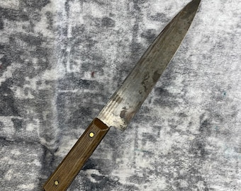 Vintage Forgecraft High Carbon Steel Chef Knife 8" Blade Made in USA Restoration