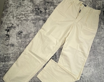 Polo Ralph Lauren Andrew Pant Men's 33x34 Cream Cotton Double Pleated NWT Solid