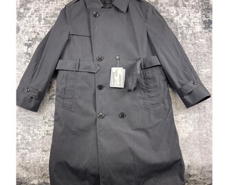 Vtg US Army Men's 38S Trench Coat Black All Weather Topcoat Military Issue NWT