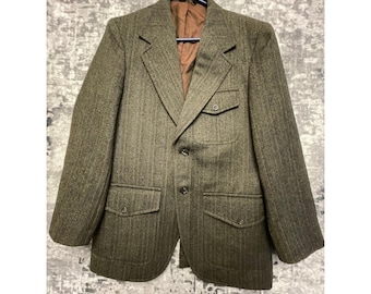 Vtg Anderson Little Tweed Blazer Men's Est 42R Brown Green Herringbone Holes