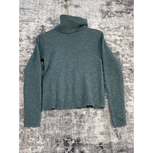 Vtg Young Pendleton Women 36 Green Virgin Wool Turtleneck Ribbe Sweater Academia Bild 1