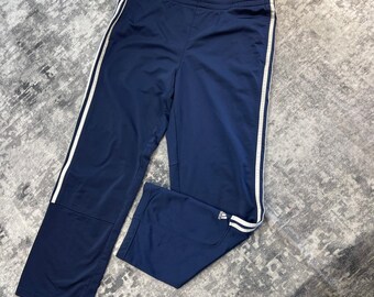 Adidas Men Medium Navy Blue White 3-Stripe Track Pants Joggers Sportswear