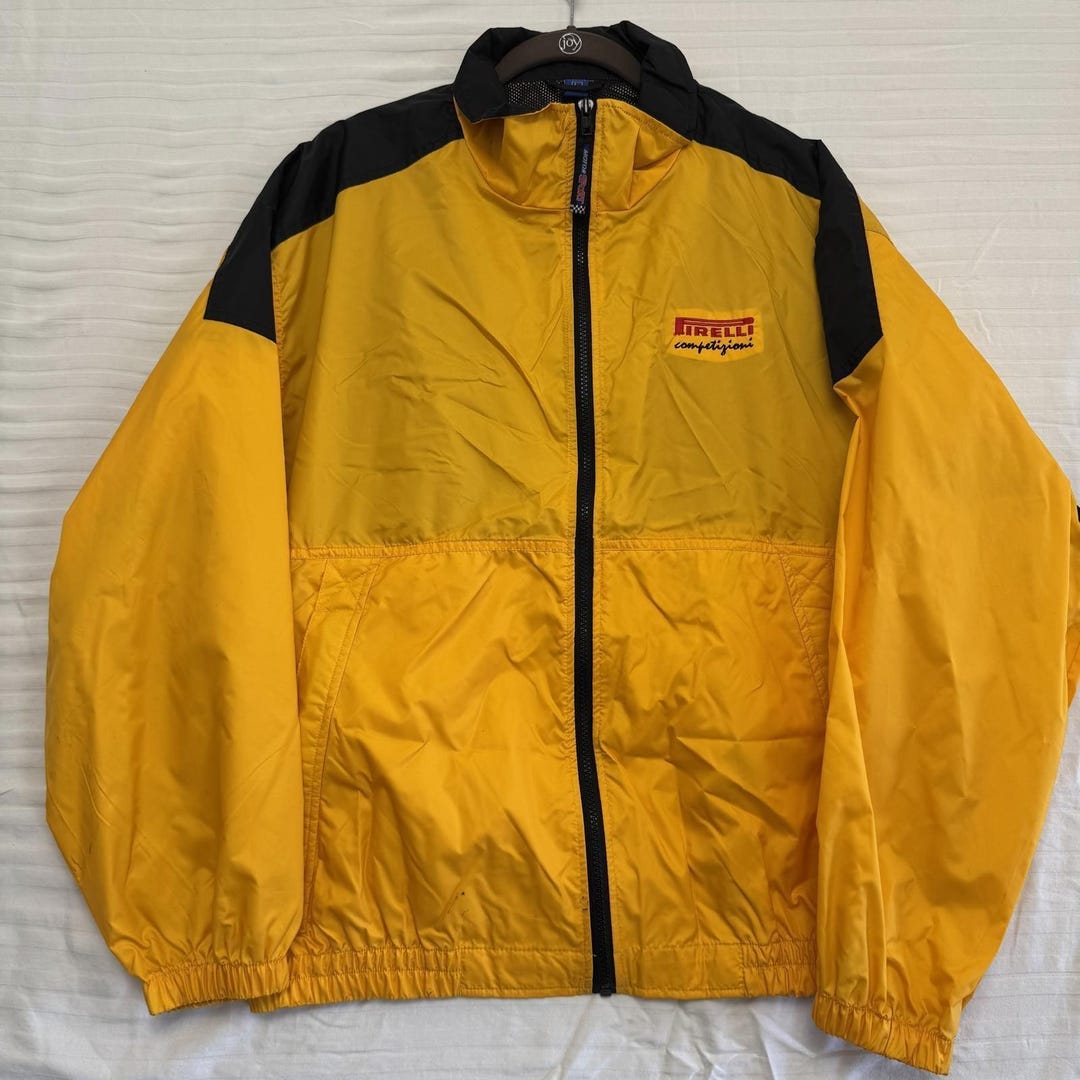 Firelli Racing Jocket Vtg Pirelli Competizioni Racing Windbreaker Jacket L Yellow Black F1 ...