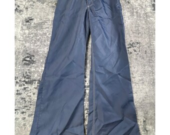 Vtg Buggirl Womens 9 Wide Leg Pants 90s Y2K Blue Raver Contrast Stitch USA