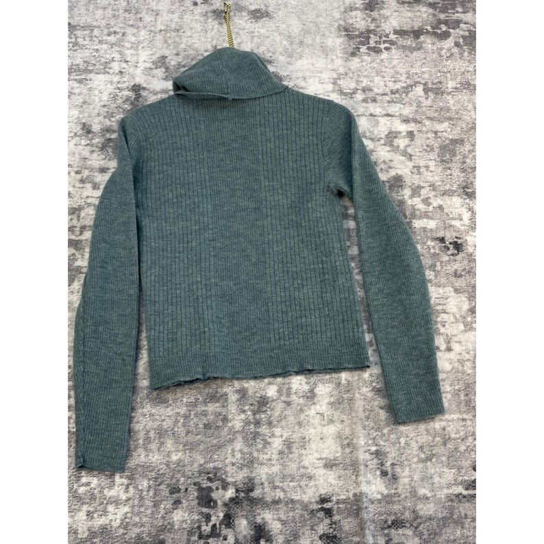 Vtg Young Pendleton Women 36 Green Virgin Wool Turtleneck Ribbe Sweater Academia Bild 2