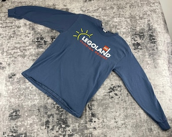Vtg Lego Unisex Med Long Sleeve Shirt Blue Legoland Florida Resort Graphic Tee