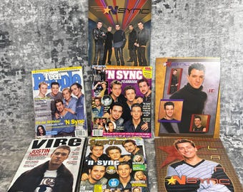 Vtg NSync Justin Timberlake Lot Magazines Folders Posters Y2K Pop Memorabilia