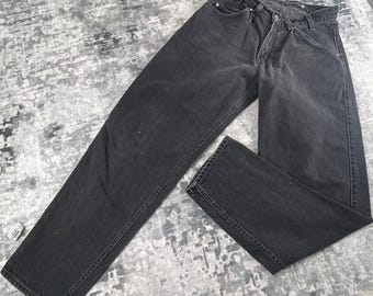 Vtg Levi Silver Tab Men 30x32 Baggy Jeans Dark Wash Black 90s Denim Pants Grunge