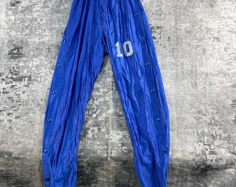 Pantalones deportivos de nailon para hombre, talla M, azul marino, con cierre a presión lateral.
