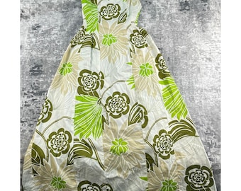 Vestido largo de verano para mujer, corto, verde y blanco, con estampado floral, sin mangas, estilo vintage.