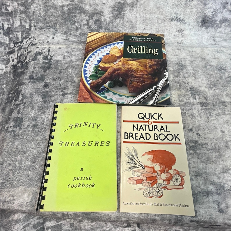 Quick Bread Cookbook Vintage Quick Natural Bread Book Grilling Cookbook Lot of 3 Spiral ...