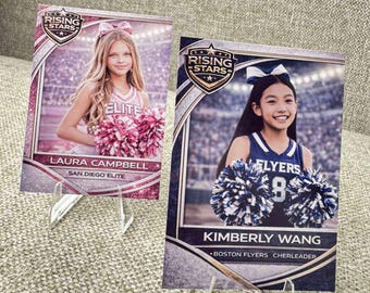 Aangepaste ruilkaart voor cheerleader-gymnast – Gepersonaliseerde sportaandenken