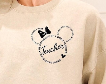 Teacher Disney Inspirational Pocket Sweatshirt, Best Teacher Gift, Mickey Motivational Minimalist Sweatshirt,Teacher Minnie Mouse Sweatshirt