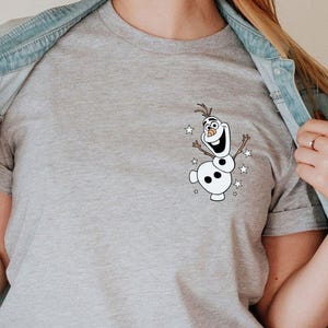 Minimalist Disneyland Shirt, Frozen Pocket Shirt, Olaf T-shirt, Elsa Shirt, Frozen Olaf Shirt, Disney Frozen Birthday Shirt, Disney Princess image 1