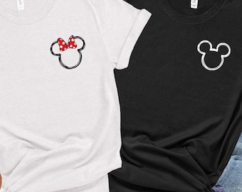 Mickey Mouse Minimalist Shirt, Disney Couple Pocket Shirt, Disney Family Shirt, Minnie Mouse Shirt, Disneyworld Shirt, Disney Matching Shirt