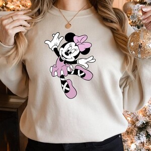 Minnie Mouse Ballerina Sweatshirt, Ballerina Birthday Sweatshirt, Disney Family Sweatshirt, Minnie Birthday Gifts, Minnie Ear Sweatshirt image 2