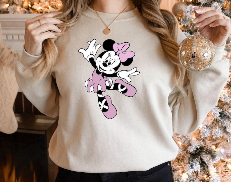 Minnie Mouse Ballerina Sweatshirt, Ballerina Birthday Sweatshirt, Disney Family Sweatshirt, Minnie Birthday Gifts, Minnie Ear Sweatshirt image 2
