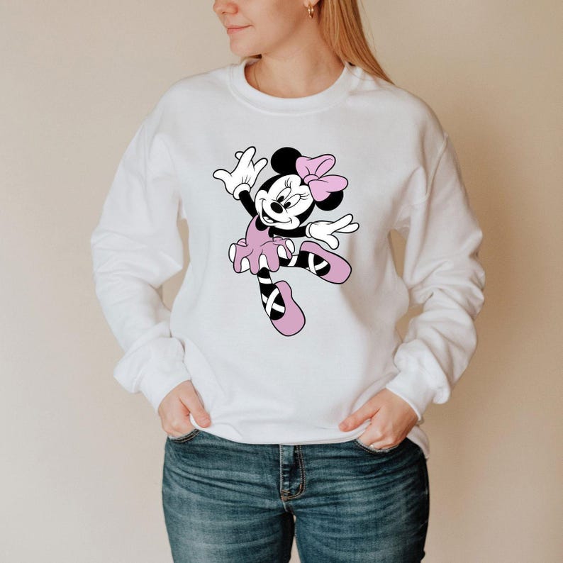 Minnie Mouse Ballerina Sweatshirt, Ballerina Birthday Sweatshirt, Disney Family Sweatshirt, Minnie Birthday Gifts, Minnie Ear Sweatshirt image 1