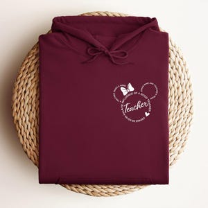 Teacher Disney Inspirational Pocket Hoodie, Mickey Motivational Minimalist Hoodie, Best Teacher Back to School Gift, Minnie Mouse Hoodie image 3
