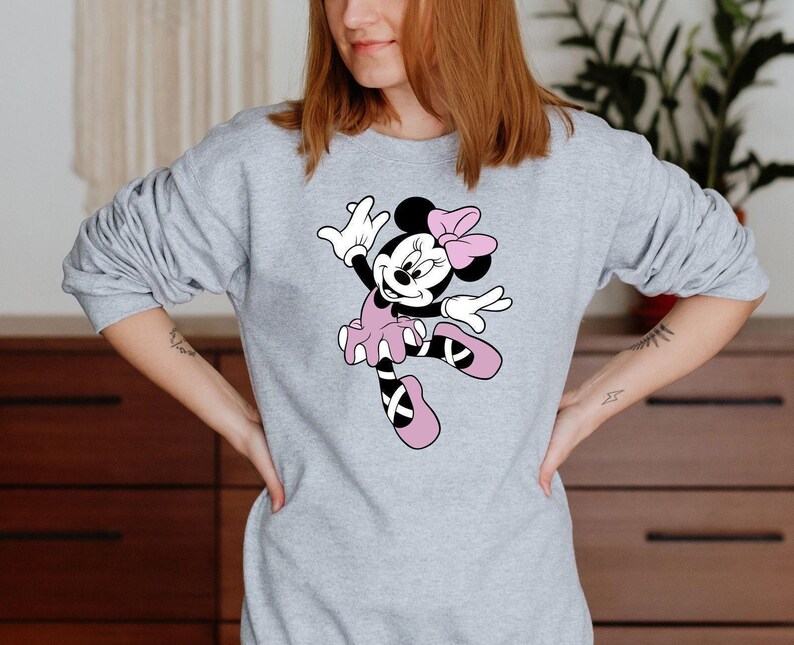 Minnie Mouse Ballerina Sweatshirt, Ballerina Birthday Sweatshirt, Disney Family Sweatshirt, Minnie Birthday Gifts, Minnie Ear Sweatshirt image 3